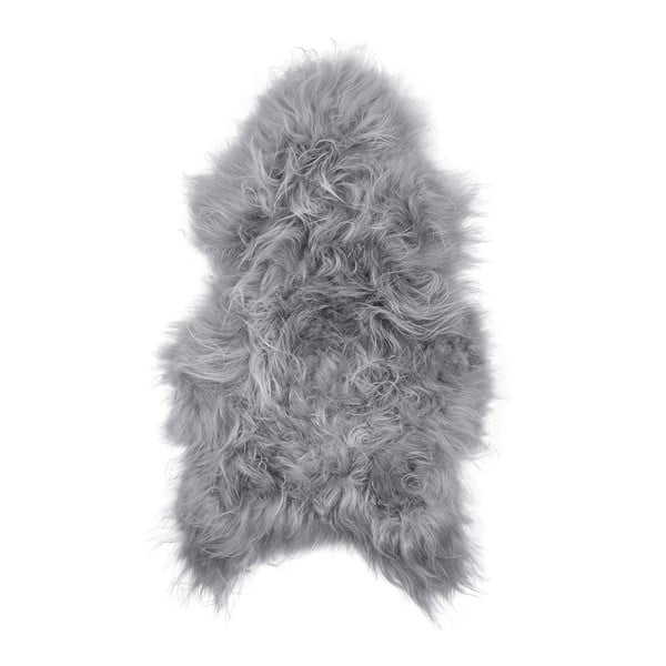 Szary futrzany dywan z owczej skóry z długim włosiem Arctic Fur Ptelja, 100x55 cm