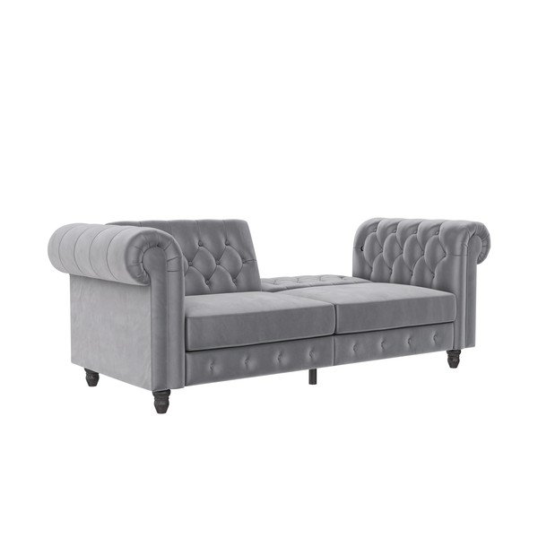 Jasnoszara aksamitna sofa 236 cm Felix – Støraa-image-1