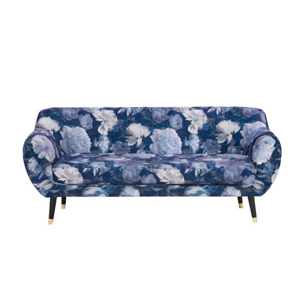 Niebieska sofa 3-osobowa Mazzini Sofas Benito Floral
