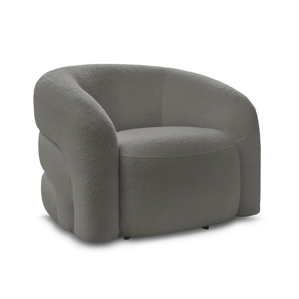 Szary obrotowy fotel z materiału bouclé Elina – Bobochic Paris