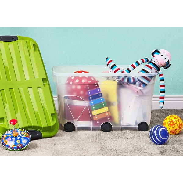 Plastikowy pojemnik do przechowywania na kółkach z pokrywą 57 l Roller – Rotho-image-1