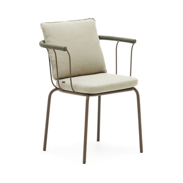 Zielono-beżowe metalowe krzesło ogrodowe Salguer – Kave Home