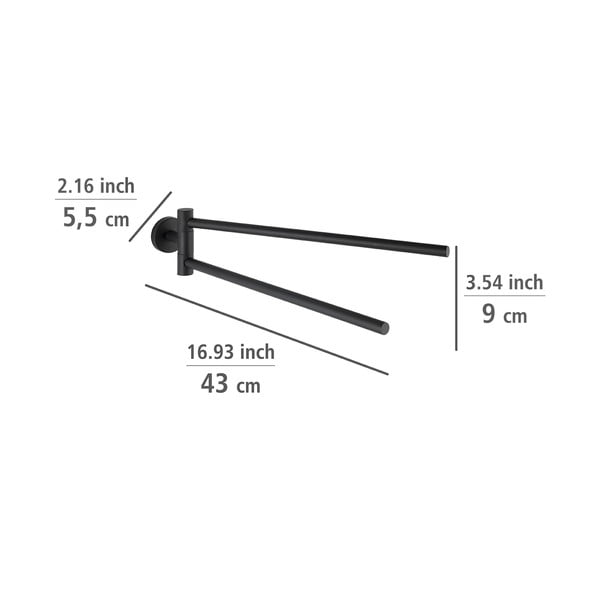 Samoprzylepny wieszak na ręczniki ze stali nierdzewnej w kolorze matowej czerni Bosio – Wenko-image-1
