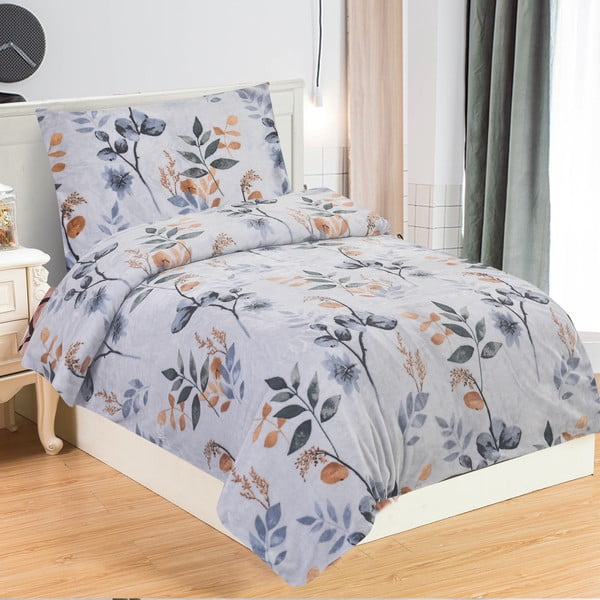 Szaroniebieska pościel jednoosobowa z mikropluszu 140x200 cm Greta – My House