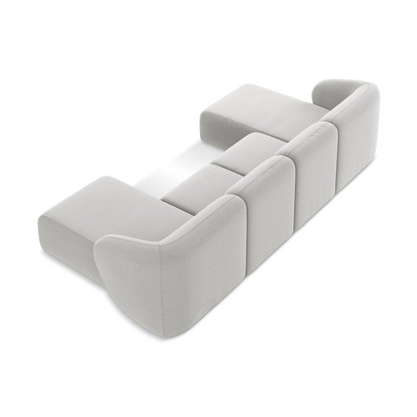 Jasnoszary aksamitny narożnik (w kształcie litery U) Lani – Makamii-image-3