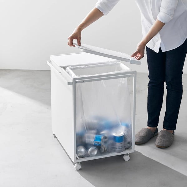 Biały metalowy kosz na śmieci do segregacji odpadów Tower – YAMAZAKI-image-3