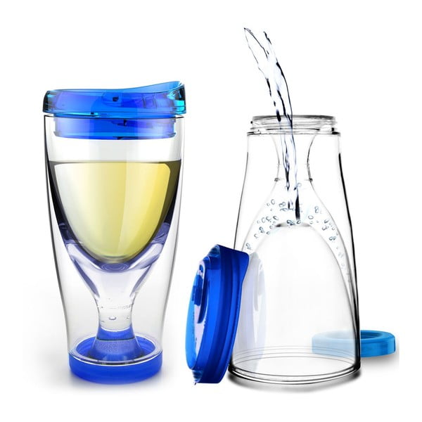Niebieska butelka termiczna Asobu Ice Vino 2GO, 300 ml