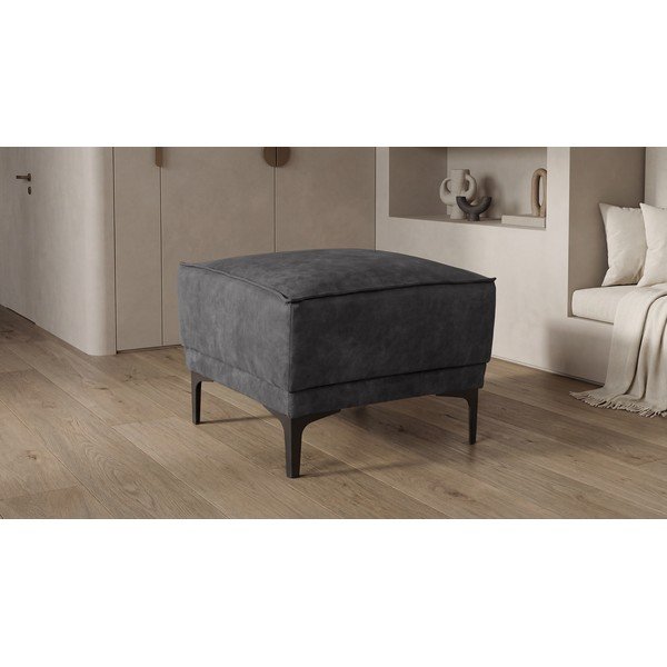 Antracytowy puf z imitacji skóry Copenhagen – Scandic-image-4