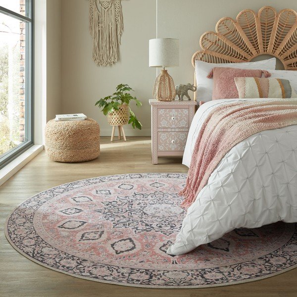 Różowy okrągły dywan odpowiedni do prania ø 180 cm Somerton – Flair Rugs-image-1