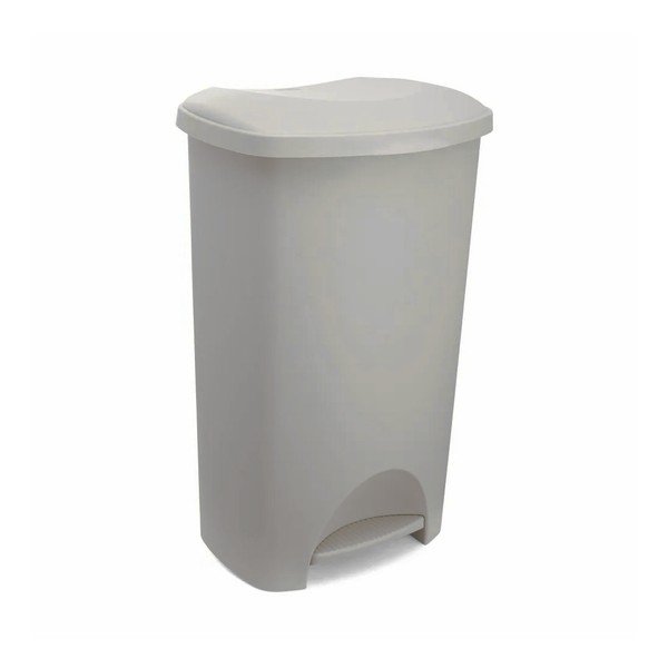 Szarobeżowy plastikowy kosz na śmieci z pedałem 50 l – Addis