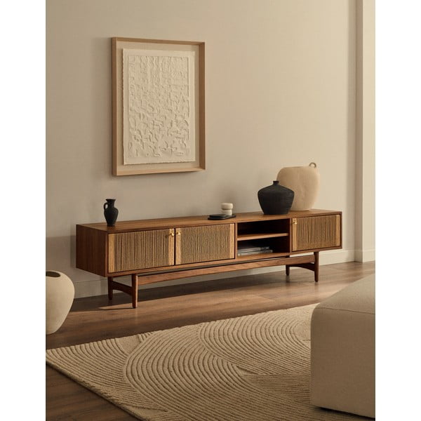 Brązowa szafka pod TV w dekorze orzecha 200x50 cm Elan – Kave Home-image-1