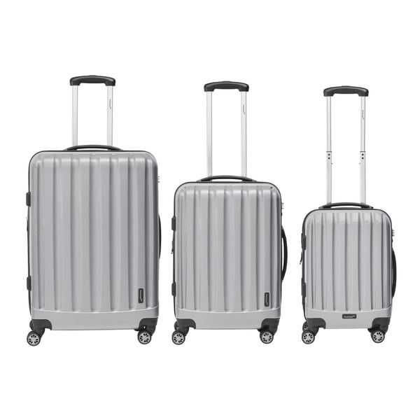 Zestaw 3 jasnoszarych walizek na kółkach Packenger Koffer
