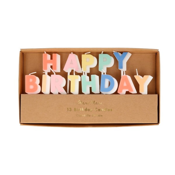 Świeczki na tort zestaw 13 szt. Happy Birthday – Meri Meri