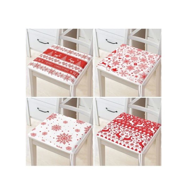 Poduszki na krzesła ze świątecznym motywem zestaw 4 szt. 40x40 cm Snowflakes – Mila Home-image-3