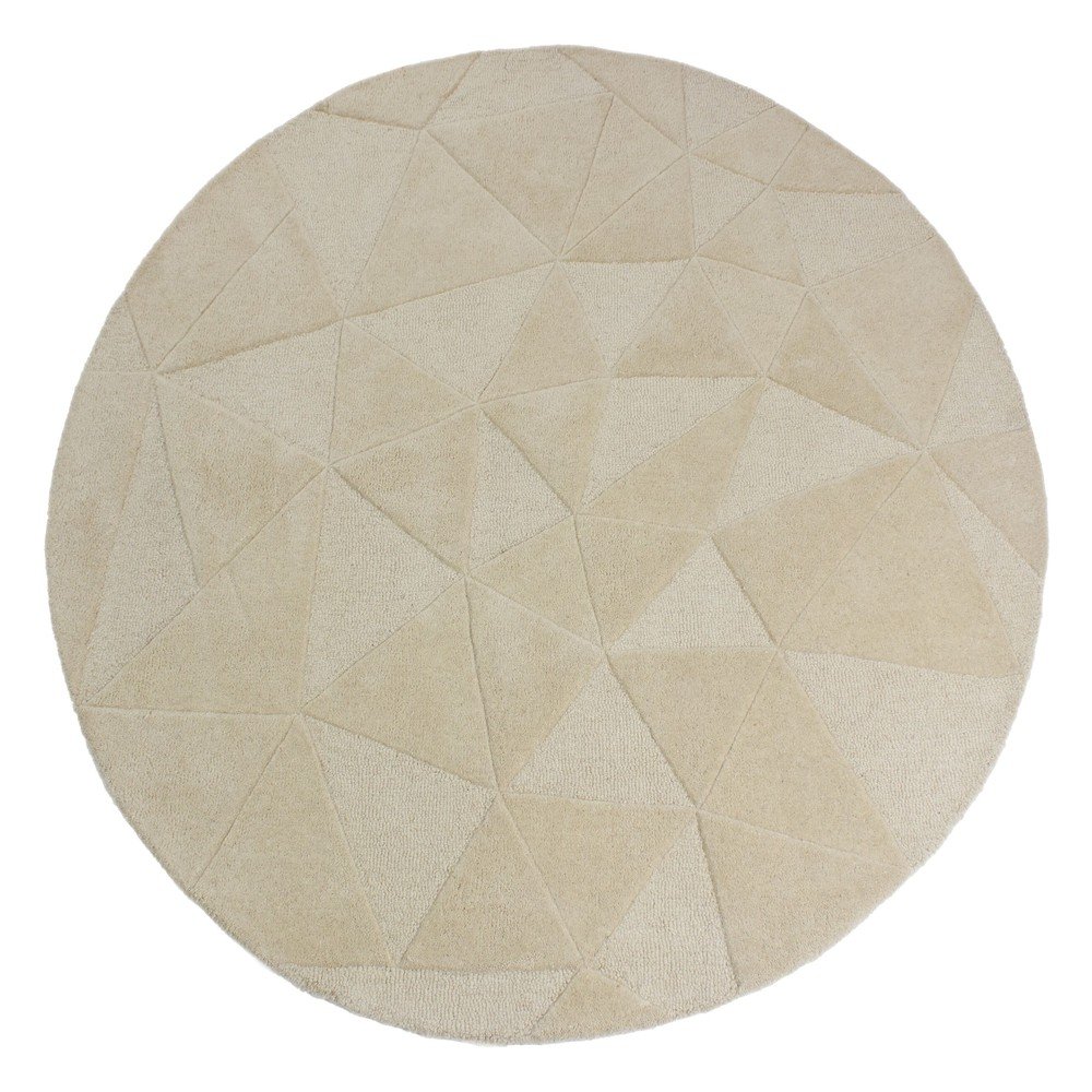 Beżowy wełniany okrągły dywan tkany ręcznie ø 160 cm Shard – Flair Rugs