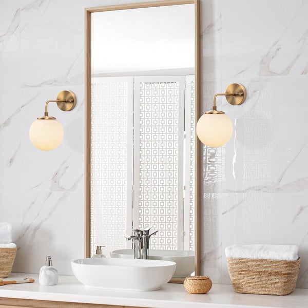 Biały/w kolorze mosiądzu kinkiet ø 15 cm Viran – Opviq lights-image-2