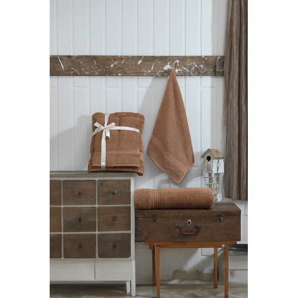 Brązowe bawełniane ręczniki frotte zestaw 2 szt. – Foutastic-image-2
