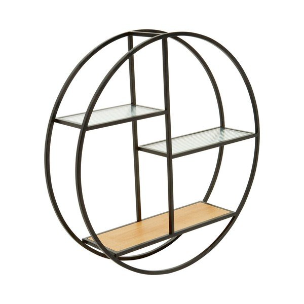 Czarna/w naturalnym kolorze wielopoziomowa metalowa półka 61 cm Mataram – Premier Housewares