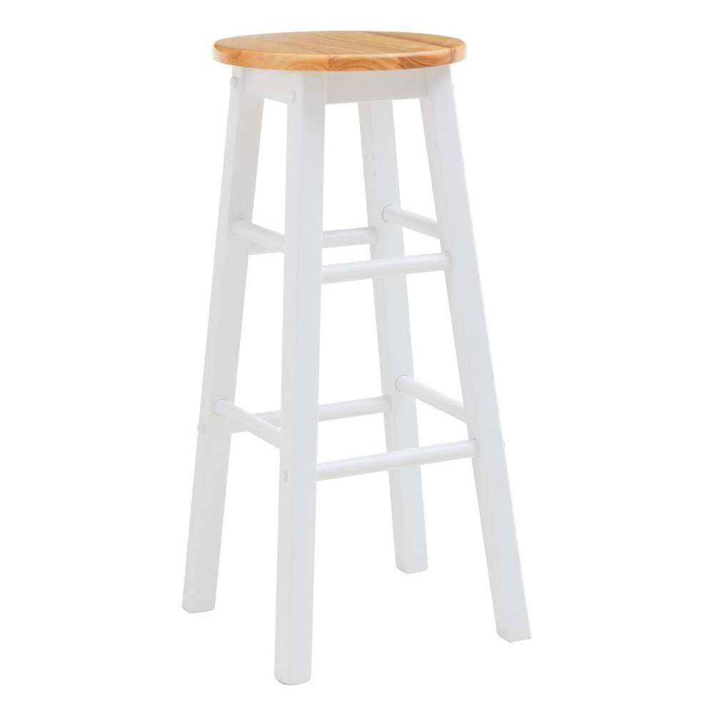 Biały/w naturalnym kolorze hoker z litego drewna kauczukowego (wysokość siedziska 74 cm) Chester – Premier Housewares
