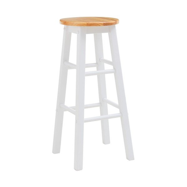 Biały/w naturalnym kolorze hoker z litego drewna kauczukowego (wysokość siedziska 74 cm) Chester – Premier Housewares