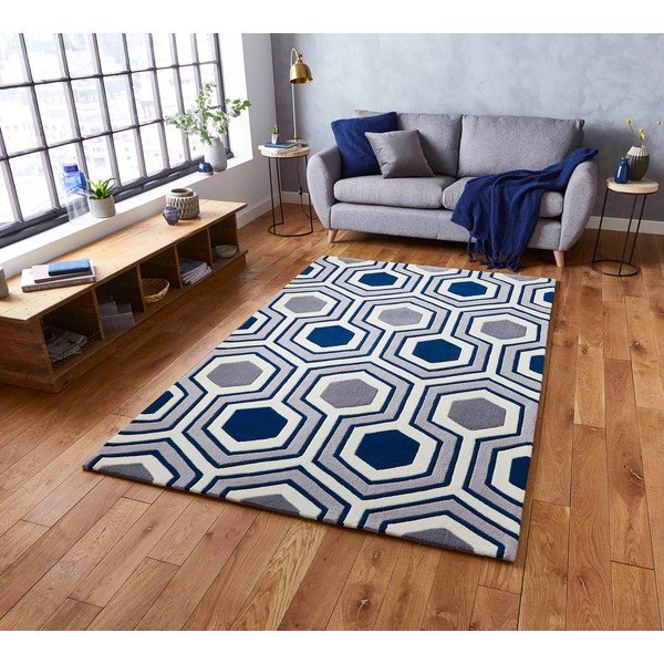 Niebieski dywan Think Rugs Hong Kong Hexagon, 120x170 cm-image-4