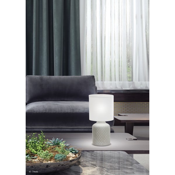 Szara lampa stołowa z tekstylnym kloszem (wys. 32 cm) Iner – Candellux Lighting-image-1