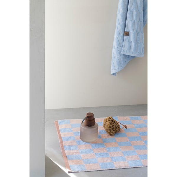 Niebiesko-różowy dywanik łazienkowy z bio bawełny 50x80 cm Retro – Mette Ditmer Denmark-image-1