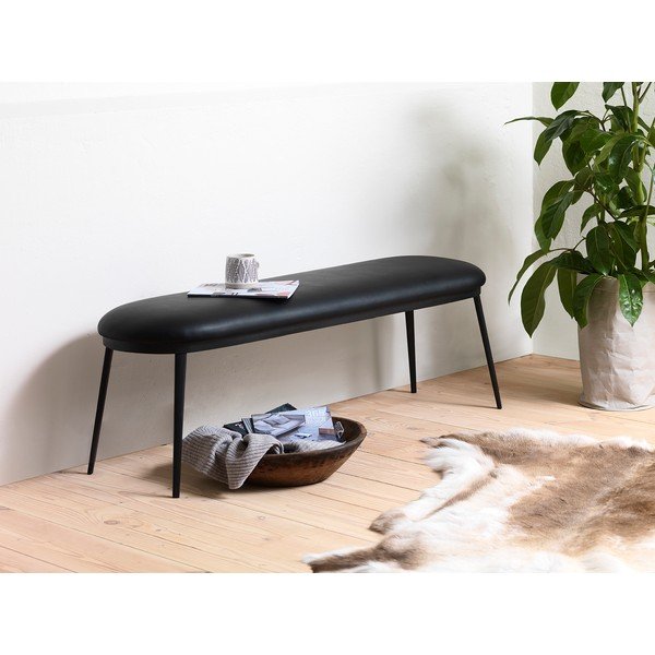 Czarna  ławka z imitacji skóry Gain – Unique Furniture-image-1