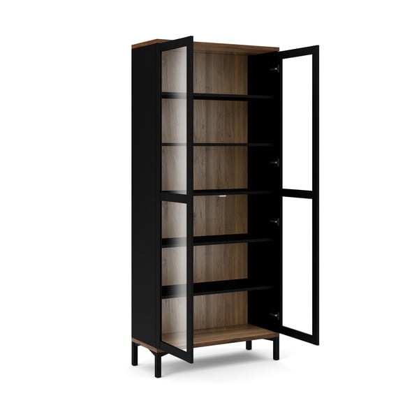 Czarno-naturalna witryna w dekorze orzecha 89x203x36 cm Roomers – Tvilum-image-2