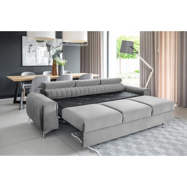 Jasnoszara aksamitna rozkładana sofa 261 cm Laurence – ELTAP-image-4