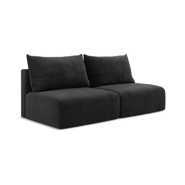 Czarna rozkładana/ze schowkiem sofa 216 cm Kalena – Makamii-image-1