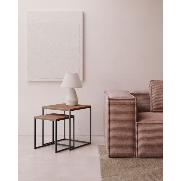 Stoliki z blatem w dekorze orzecha zestaw 2 szt. 45x45 cm Yoana – Kave Home-image-1