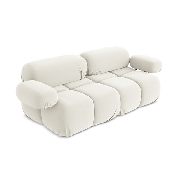 Biała aksamitna sofa modułowa 190 cm Lokua – Makamii-image-1