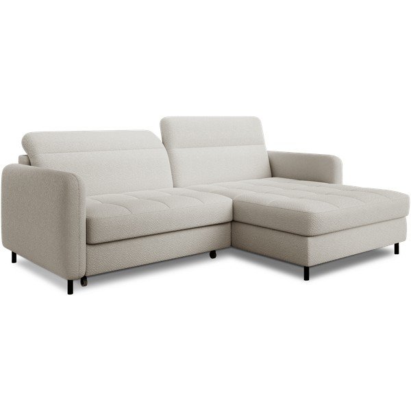 Kremowy rozkładany/ze schowkiem narożnik z materiału bouclé (prawostronny/z szezlongiem) Gomsi – ELTAP-image-2