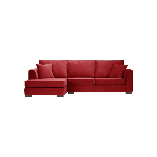 Czerwona sofa narożna z szezlongiem po lewej stronie Rodier Intérieus Taffetas