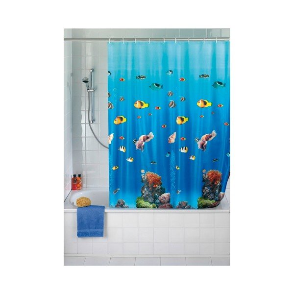 Niebieska zasłona prysznicowa Wenko Ocean, 180x200 cm-image-1