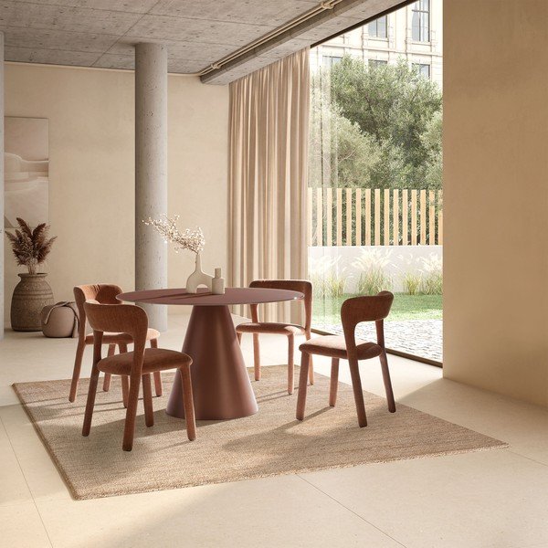 Tapicerowany fotel jadalniany w kolorze terakoty Lilia – MOME-image-2