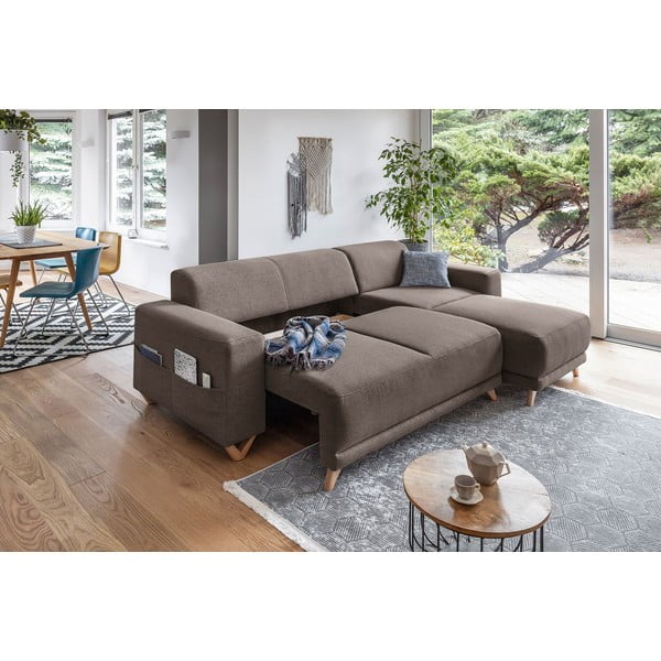 Brązowy rozkładany/ze schowkiem narożnik Classy Sophie – Miuform-image-4