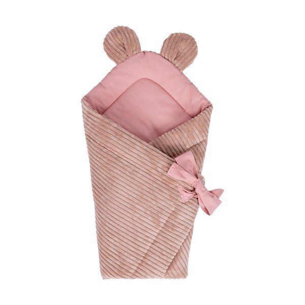 Różowy rożek niemowlęcy sztruksowy 35x65 cm – Meowbaby