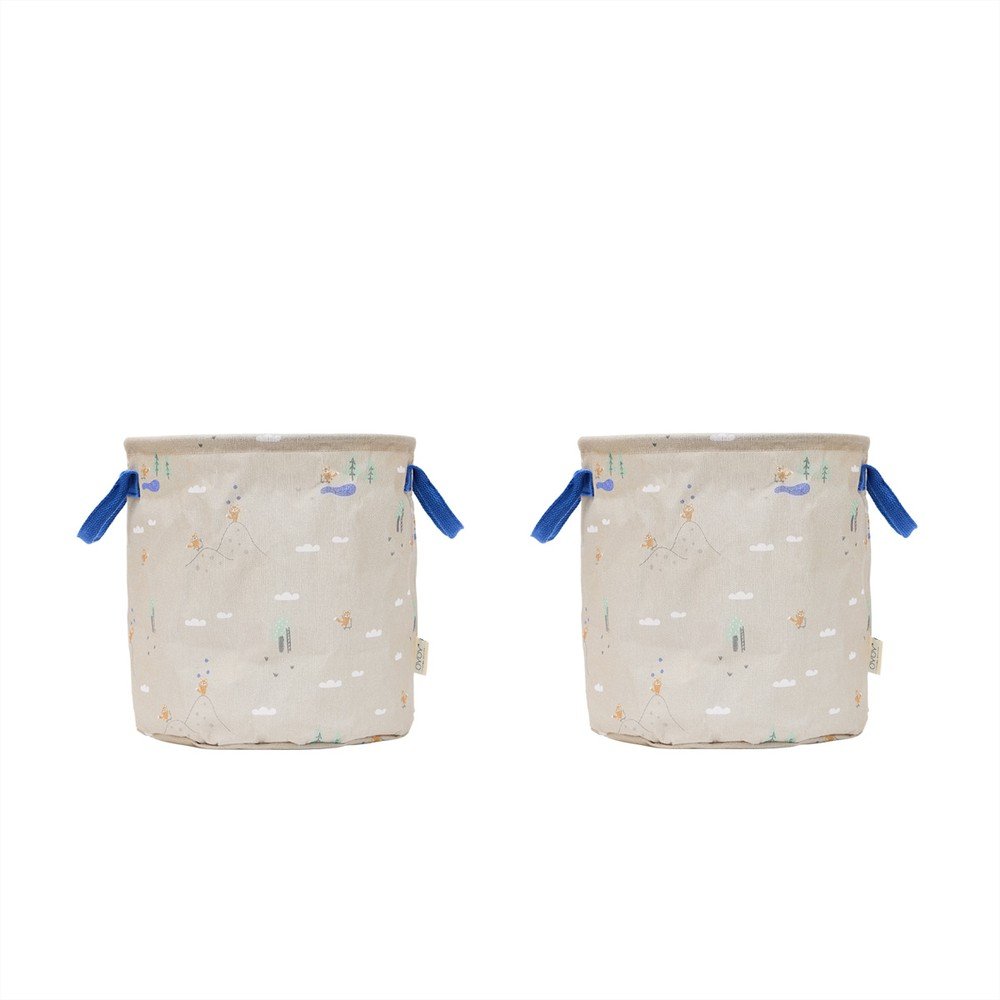 Beżowe tekstylne dziecięce kosze na zabawki 2 szt. ø 32x32 cm Foxy – OYOY Mini