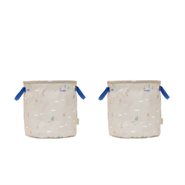 Beżowe tekstylne dziecięce kosze na zabawki 2 szt. ø 32x32 cm Foxy – OYOY Mini