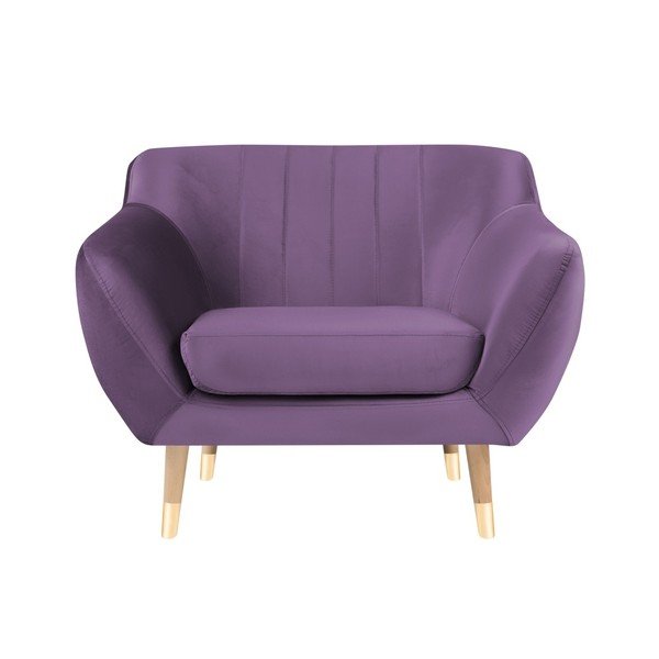 Fioletowy aksamitny fotel Mazzini Sofas Benito