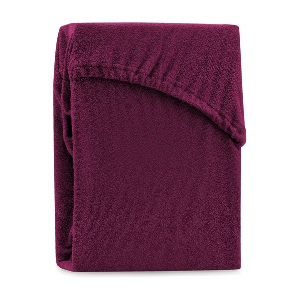 Ciemnofioletowe prześcieradło elastyczne z dużym dodatkiem bawełny AmeliaHome Ruby, 200x120-140 cm-image-2