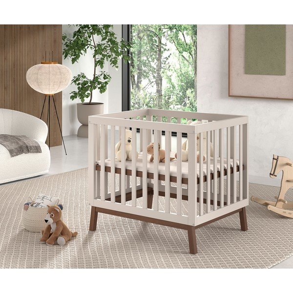 Beżowy kojec dla dzieci z litego drewna sosnowego 95x75 cm Sezane – Vipack-image-1