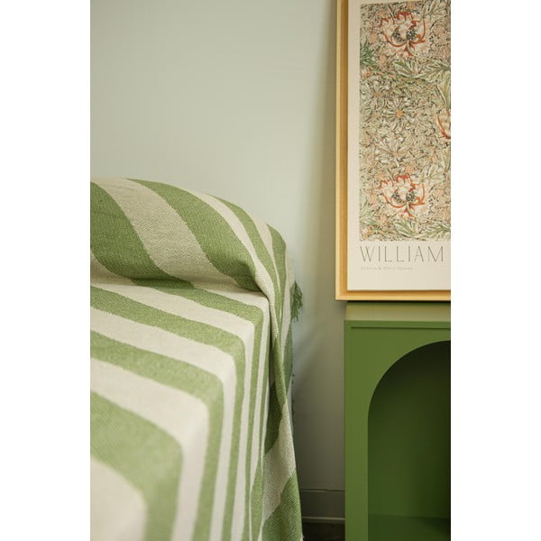 Zielona/beżowa narzuta na łóżko dwuosobowe 240x240 cm Green Lines – Really Nice Things
