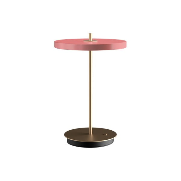 Różowa lampa stołowa LED ze ściemniaczem i metalowym kloszem (wysokość 31 cm) Asteria Move – UMAGE
