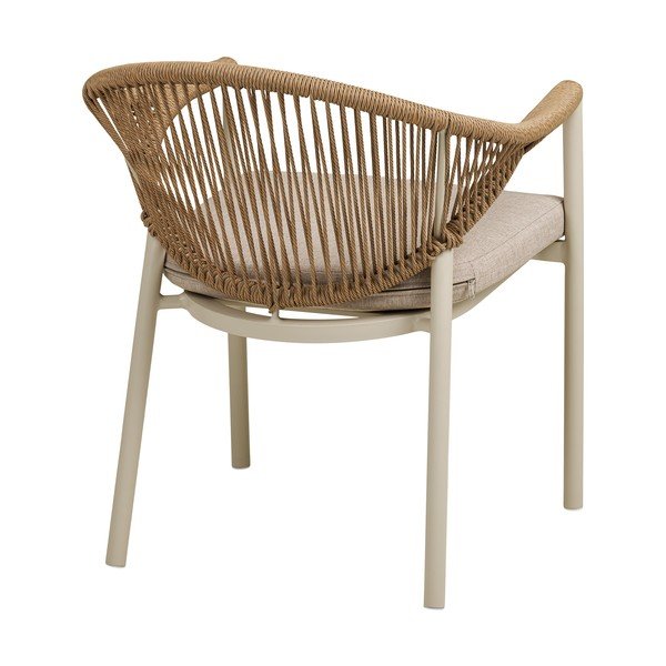 Beżowe metalowe tapicerowane krzesło ogrodowe Abela – House Nordic-image-4