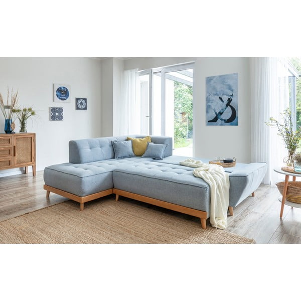 Jasnoniebieski rozkładany narożnik Miuform Dazzling Daisy L, lewostronny-image-4