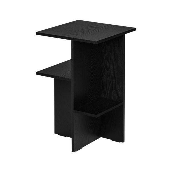 Czarna szafka nocna w dekorze dębu z półką Atik – noo.ma