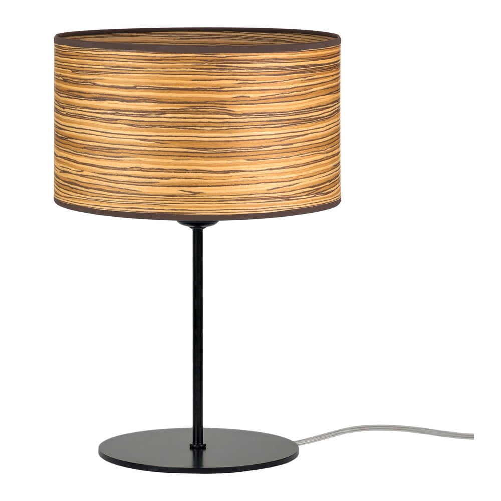 Brązowa lampa stołowa z drewnianego forniru Bulb Attack Ocho S, ⌀ 25 cm